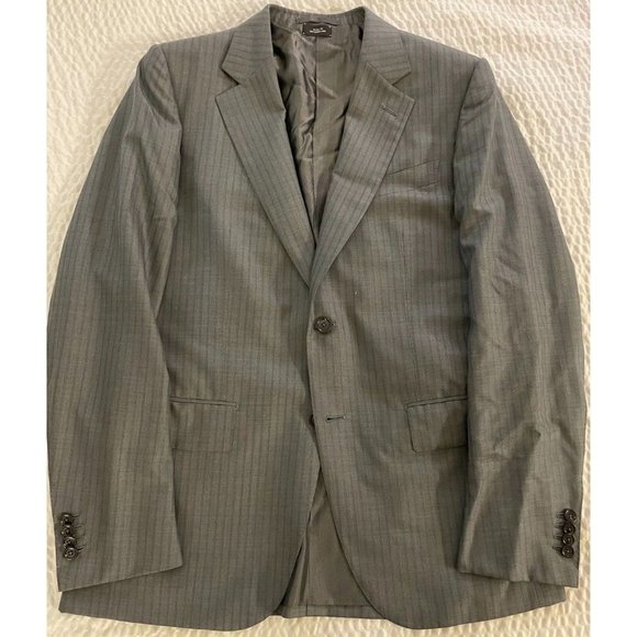 Ermenegildo Zegna Trofeo 600 Wool & Silk Suit in Gray Shadow Stripe 40 R $4690